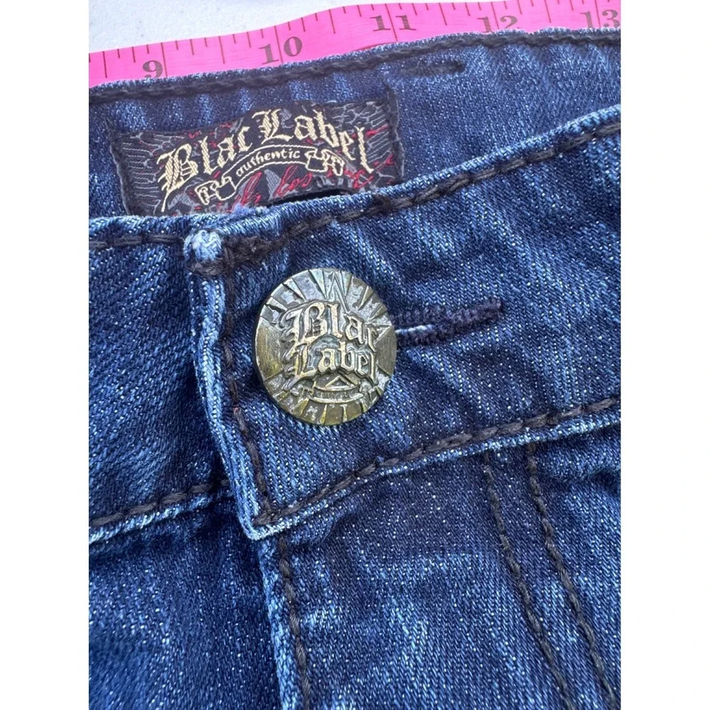 Blac Label Authentic Mens Jeans 40 Dark Wash‎ Distressed Snakeskin Trim Straight